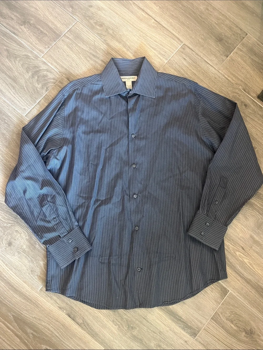 Banana Republic Men's Navy Pinstripe Dress Shirt